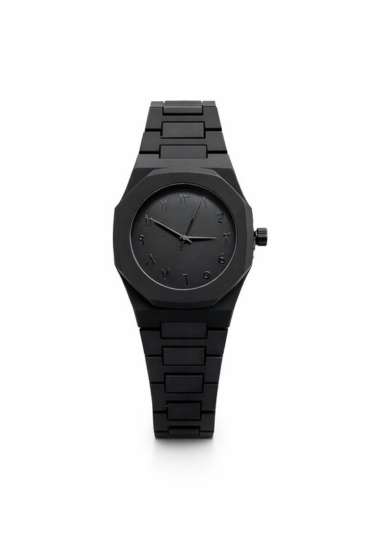 Matte Black Dial Wrist Watch with Modern Design