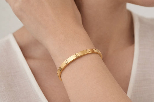 Elegant Gold Finish Screw Design Bracelet for Girls | Luxury Fashion Bangle