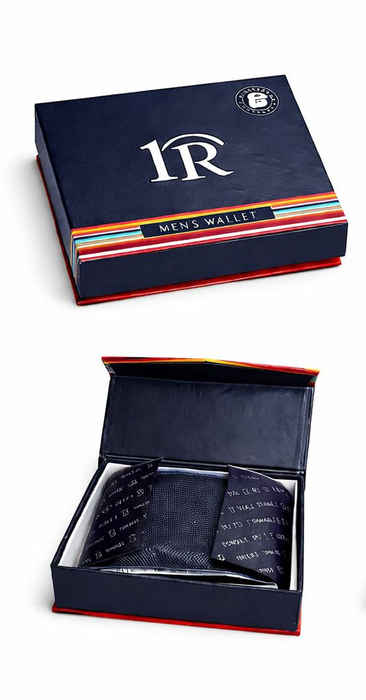 Premium Dark Navy Blue Leather Men’s Wallet  | Card & ID Holder | Stylish & Durable