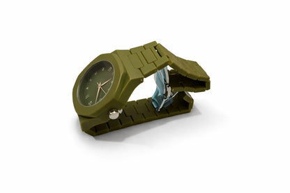 Olive Green Matte Dial Watch with Elegant Stainless Steel Finish