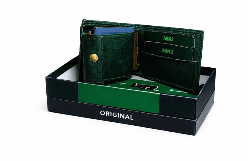MIN2 Dark Green Premium Men’s  Wallet | Stylish, Compact & Durable
